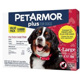 PetArmor Plus Flea and Tick Treatment for X Large Dogs (89-132 Pounds) - 6 count