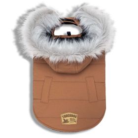 Touchdog 'Eskimo-Swag' Duck-Down Parka Dog Coat (Color: Brown)