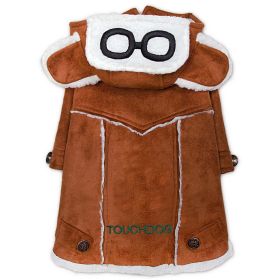 Touchdog 'Tuskegee' Aero-Vintage Designer Dog Coat (Color: Brown)