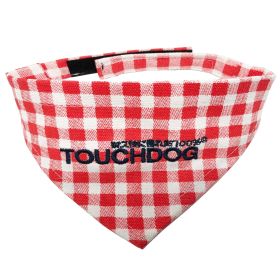 Touchdog 'Bad-to-the-Bone' Plaid Patterned Fashionable Velcro Bandana (Color: Red)