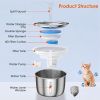 2L/67.6Oz Automatic Electric Pet Water Fountain Stainless Steel Pet Drinking Fountain Cat Dog Water Dispenser